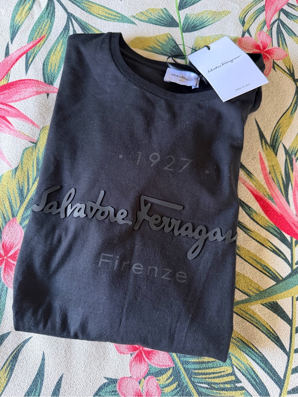 Salvatore Ferragamo Black Logo Short Sleeve Tee